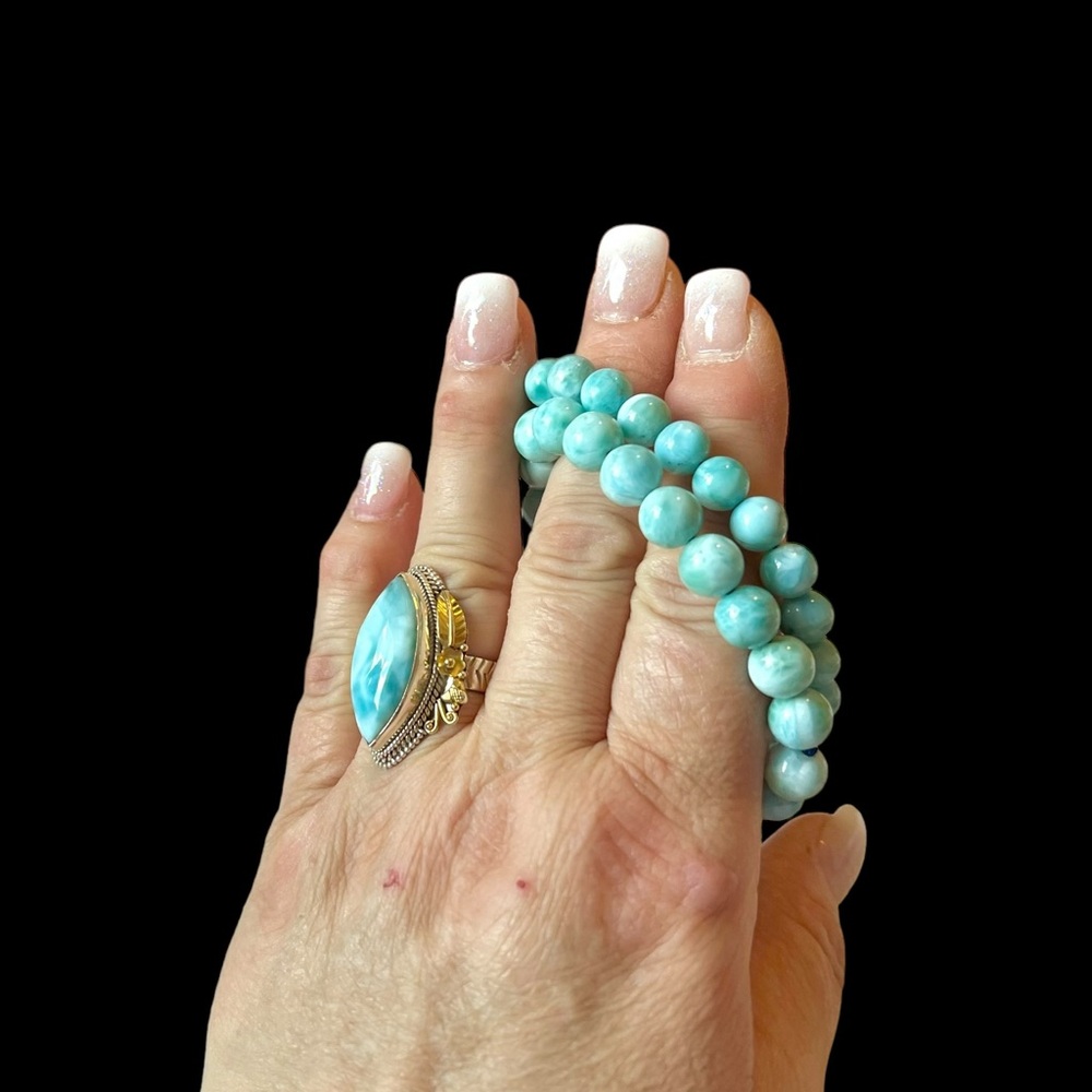 Price is For both bracelets ! High quality Larimar Bracelets (8-9 mm) 🦋